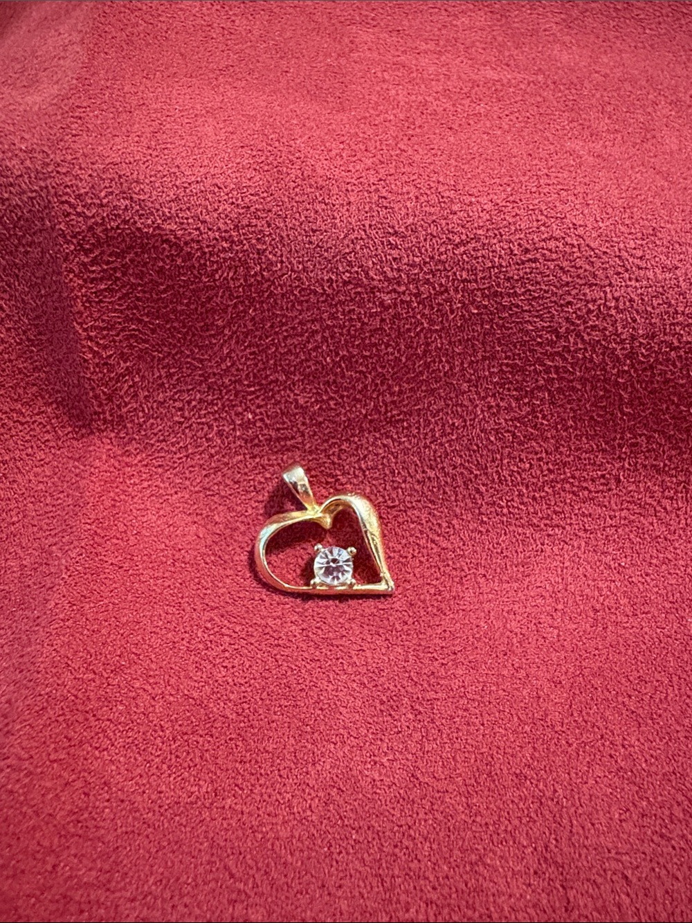 Gold Tone Heart Pendant with Clear Stone - Women Jewelry